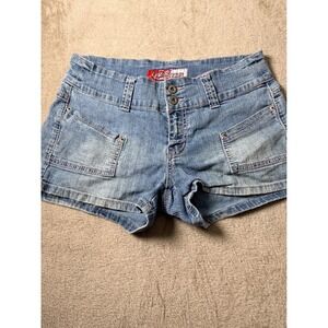 Lazer Jeans Women Size 5 Denim Shorts Distressed acid wash Y2K Low Rise 2000s